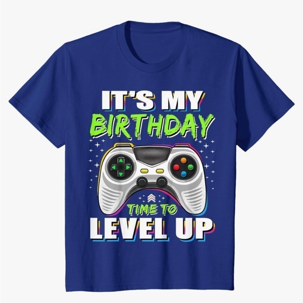 It's My Birthday Boys Time to Level Up Video Game Boys Birthday T Shirt Size M